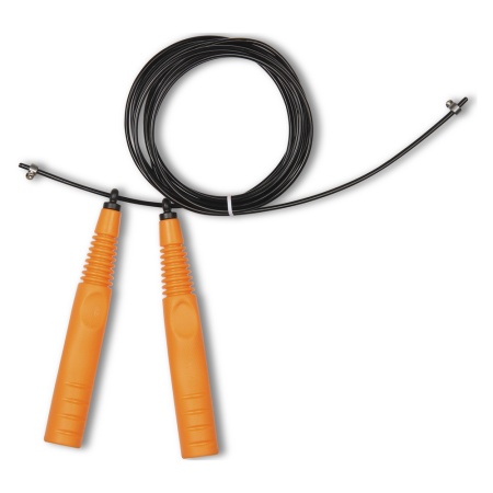 Купить Скакалка высокооборотная Кроссфит стальной шнур в оплетке 2.9 м чёрно-оранжевая в Осе 